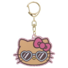 Japan Sanrio Acrylic Keychain - Hello Kitty : Tan Swimsuit Party Sunglasses
