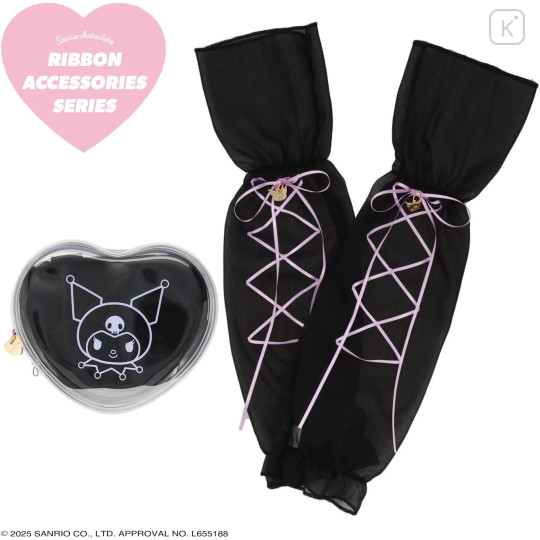 Japan Sanrio Arm Cover with Pouch - Kuromi : Stylish Ribbon - 2