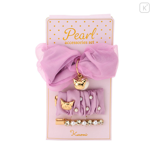 Japan Sanrio Pearl Hair Accessory Set - Kuromi - 1