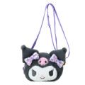 Japan Sanrio Original Kids Face-shaped Neck Coin Case - Kuromi - 1