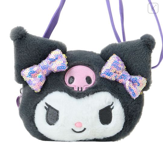 Japan Sanrio Original Kids Face-shaped Neck Coin Case - Kuromi - 2
