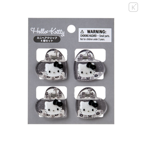 Japan Sanrio Original Mini Hair Clip Set - Hello Kitty : Metallic Sliver - 1