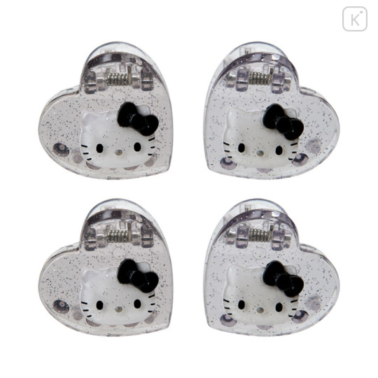 Japan Sanrio Original Mini Hair Clip Set - Hello Kitty : Metallic Sliver - 2