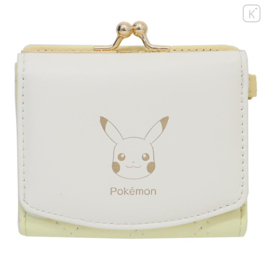 Japan Pokemon Trifold Wallet - Pikachu : Quilted Light Yellow - 1