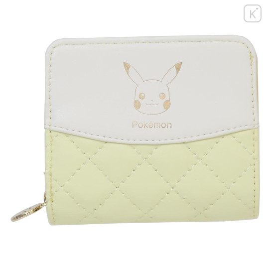 Japan Pokemon Bifold Wallet - Pikachu : Quilted Light Yellow - 1