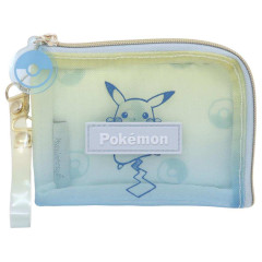Japan Pokemon Pass Case Card Holder & Coin Case & Reel - Pikachu : Gradient Cool