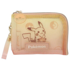 Japan Pokemon Pass Case Card Holder & Coin Case & Reel - Pikachu : Gradient Warm