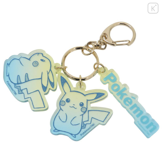 Japan Pokemon Acrylic Keychain 3 Charm - Pikachu : Gradient Cool - 1