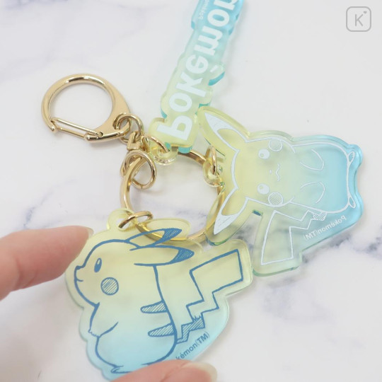 Japan Pokemon Acrylic Keychain 3 Charm - Pikachu : Gradient Cool - 2