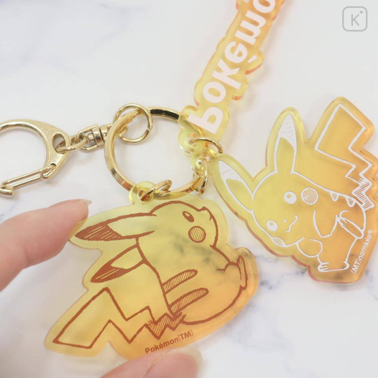Japan Pokemon Acrylic Keychain 3 Charm - Pikachu : Gradient Warm - 2