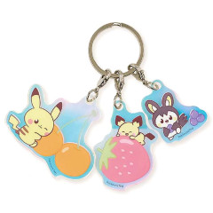 Japan Pokemon Acrylic Keychain 3 Charm - Pichu & Pikachu & Emolga : Pokepeace Fruit