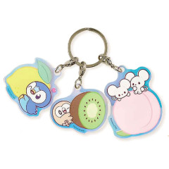 Japan Pokemon Acrylic Keychain 3 Charm - Piplup & Rowlet & Tandemaus : Pokepeace Fruit