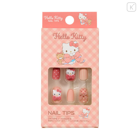 Japan Sanrio Nail Tips - Hello Kitty : Plaid - 1