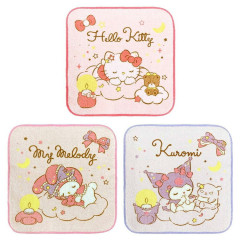 Japan Sanrio Petit Towel Handkerchief Set - Hello Kitty & Kuromi & My Melody : Sweet Dream