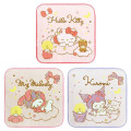 Japan Sanrio Petit Towel Handkerchief Set - Hello Kitty & Kuromi & My Melody : Sweet Dream - 1