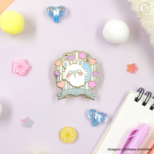 Japan Chiikawa Gimmick Pin Badge - Momonga : Praise Me - 2