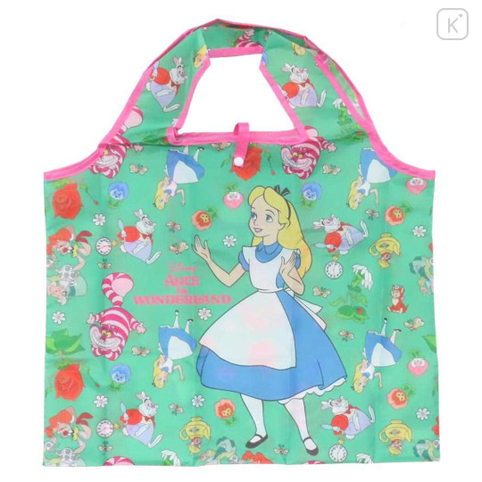 Japan Disney Eco Shopping Bag - Alice & Cheshire Cat : Flower Mint Pink - 1