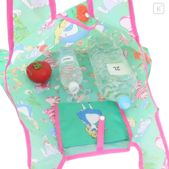 Japan Disney Eco Shopping Bag - Alice & Cheshire Cat : Flower Mint Pink - 3