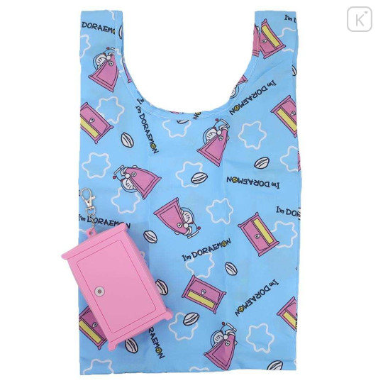 Japan Doraemon Eco Shopping Bag & Silicone Mascot Pouch - Gadget Anywhere Door - 1