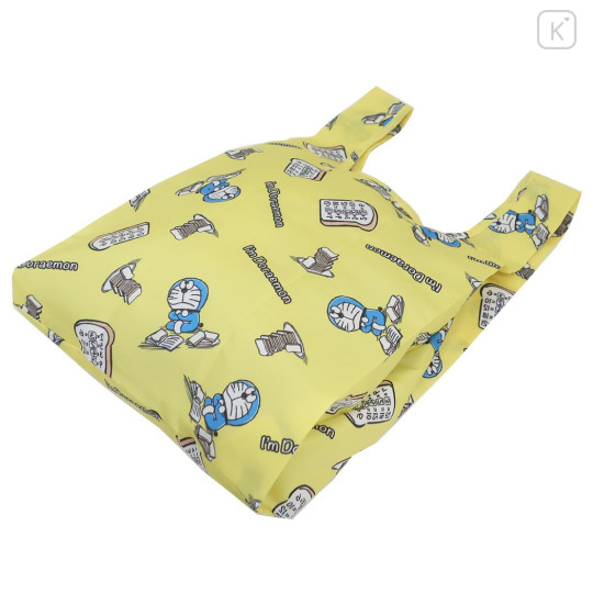Japan Doraemon Eco Shopping Bag & Silicone Mascot Pouch - Gadget Memorization Bread - 2