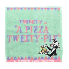 Japan Looney Tunes Mini Towel Jacquard Handkerchief - A Pizza Tweety Pie & Sylvester Mint