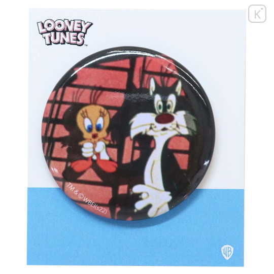 Japan Looney Tunes Can Badge Pin - Tweety & Sylvester Help - 1