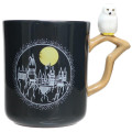 Japan Harry Potter Ceramic Mug with Nokkari Figure - Hedwig Black - 1