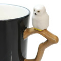 Japan Harry Potter Ceramic Mug with Nokkari Figure - Hedwig Black - 2