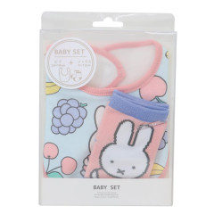 Japan Miffy Bib & Socks Set - Miffy : Fruits Light Blue Pink