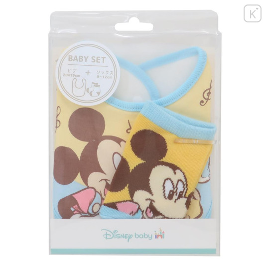 Japan Disney Bib & Socks Set - Mickey : Playing Guitar - 1