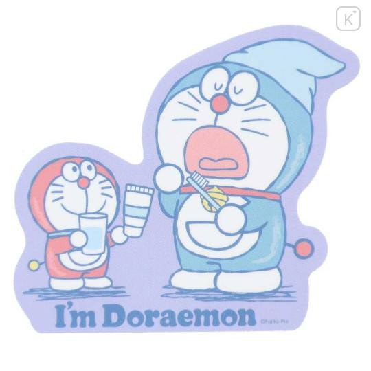 Japan Doraemon Vinyl Sticker - Doraemon : Tooth Brushing - 1