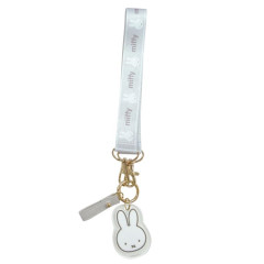 Japan Miffy Mascot Carabiner Smart Keychain With Hand Strap - Miffy : Grey