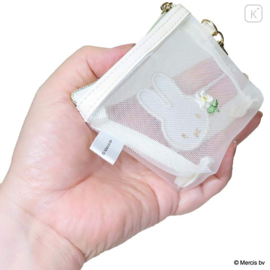 Japan Miffy Mesh Mini Pouch - Miffy : Flower White - 2