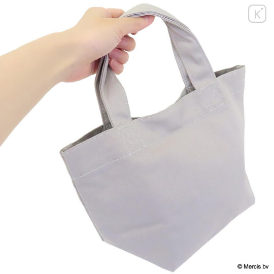 Japan Miffy Mini Tote Bag - Miffy : Bruna Fluffy Applique Jumping Grey - 2