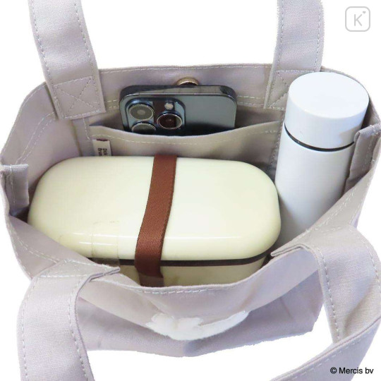 Japan Miffy Mini Tote Bag - Miffy : Bruna Fluffy Applique Jumping Grey - 3