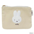 Japan Miffy Flat Mini Pouch - Miffy : Bruna Fluffy Applique Beige - 1
