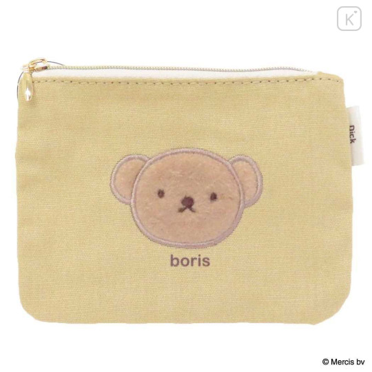 Japan Miffy Flat Mini Pouch - Boris : Bruna Fluffy Applique Caramel Yellow - 1