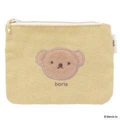Japan Miffy Flat Mini Pouch - Boris : Bruna Fluffy Applique Caramel Yellow