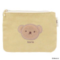 Japan Miffy Flat Mini Pouch - Boris : Bruna Fluffy Applique Caramel Yellow - 1