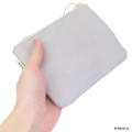 Japan Miffy Flat Mini Pouch - Miffy : Bruna Fluffy Applique Jumping Grey - 2