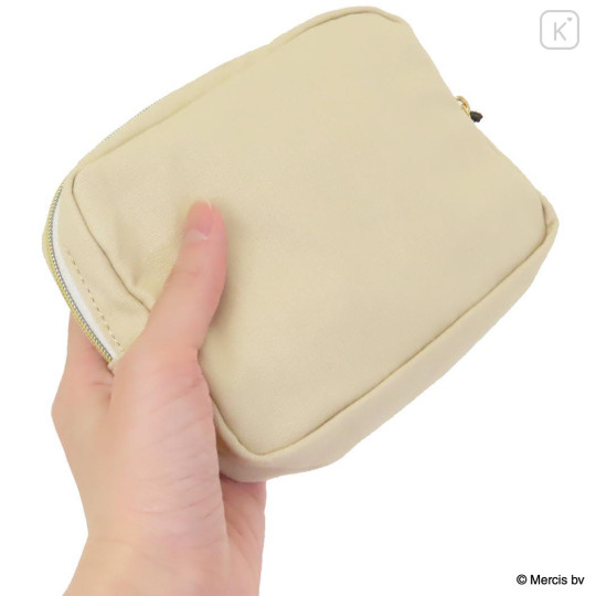 Japan Miffy Embroidery Cosmetic Pouch - Miffy : Bruna Fluffy Applique Beige - 2