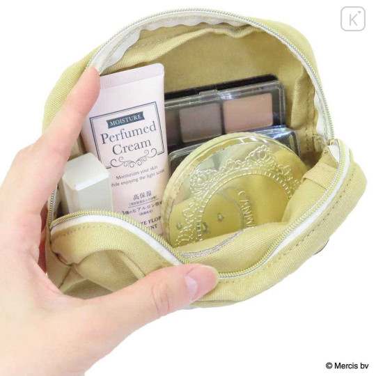 Japan Miffy Embroidery Cosmetic Pouch - Boris : Bruna Fluffy Applique Caramel Yellow - 3