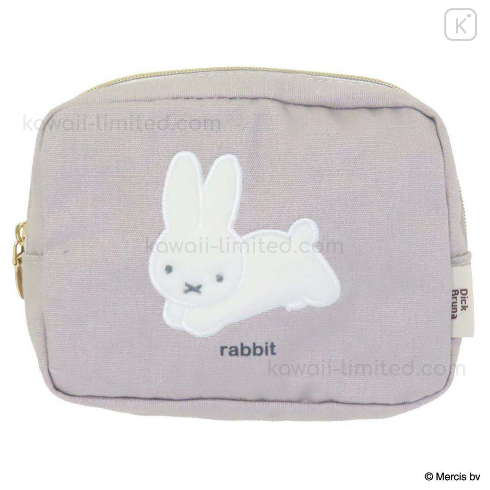 Japan Miffy Embroidery Cosmetic Pouch - Miffy : Bruna Fluffy