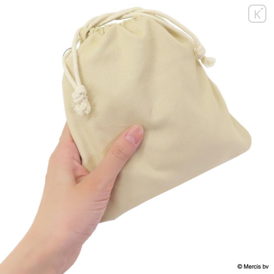 Japan Miffy Drawstring Bag - Miffy : Bruna Fluffy Applique Beige - 2