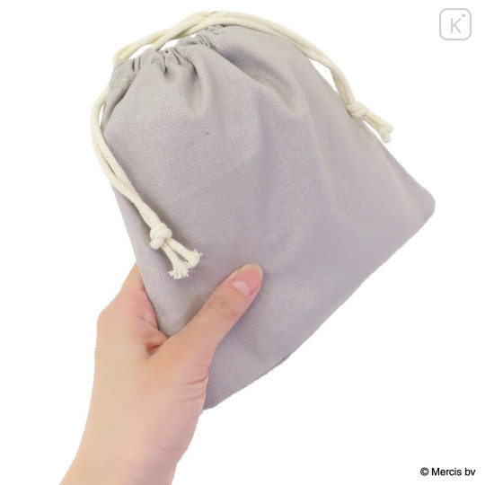 Japan Miffy Drawstring Bag - Miffy : Bruna Fluffy Applique Jumping Grey - 2
