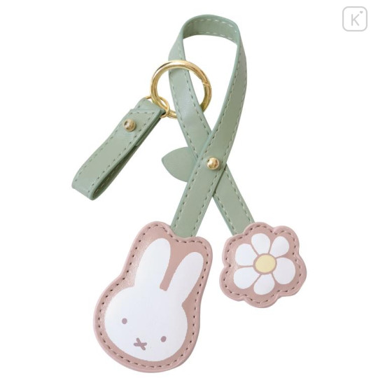 Japan Miffy Mascot Carabiner Smart Keychain - Miffy : Flower Green Pink - 1
