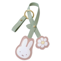 Japan Miffy Mascot Carabiner Smart Keychain - Miffy : Flower Green Pink