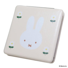 Japan Miffy 2-sided Compact Mirror - Miffy : Bruna Mesh Flower Beige