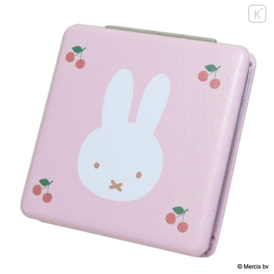 Japan Miffy 2-sided Compact Mirror - Miffy : Bruna Mesh Cherry Pink - 1