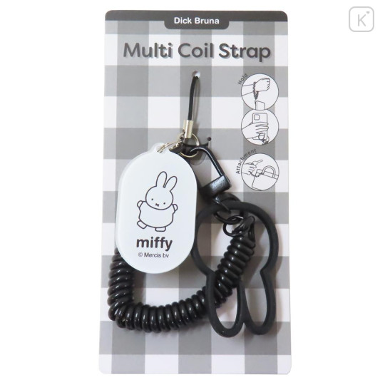 Japan Miffy Multi-coil Spring Smartphone Strap Phone Charm - Miffy : Black - 1